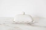 White Ruffle Domed Butter Dish