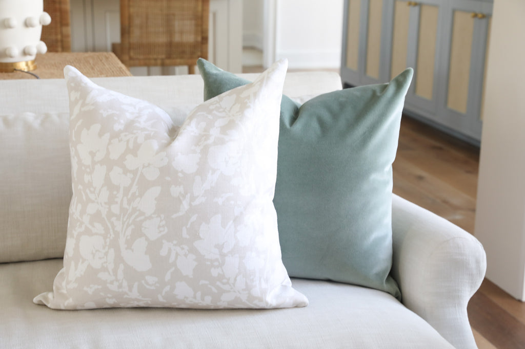abstract floral pillow 22x22 in belgian linen