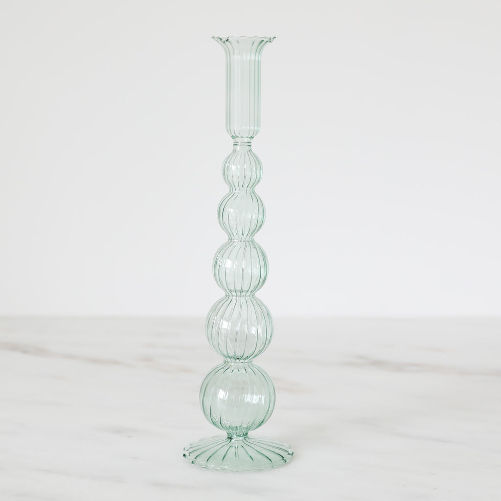 Light Green Glass Candle Holders