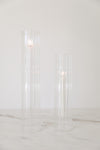 Ribbed Taper Glass Candle Holder
