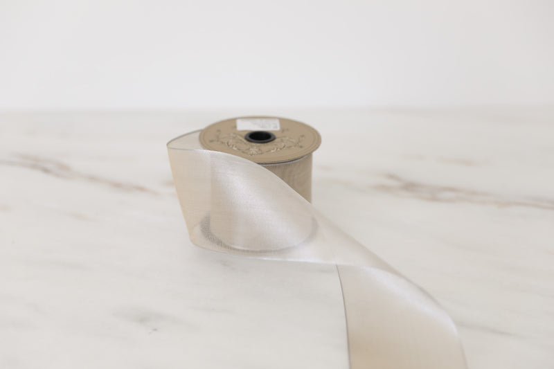 Champagne Metallic Mesh Holiday Ribbon