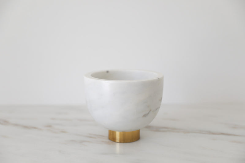 MARBLE & BRASS FOOTED BOWLS