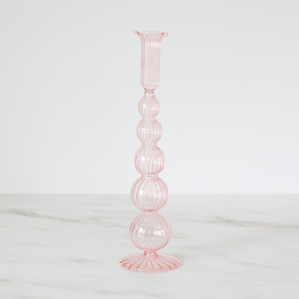 Light Pink Glass Candle Holders