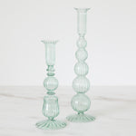 Light Green Glass Candle Holders