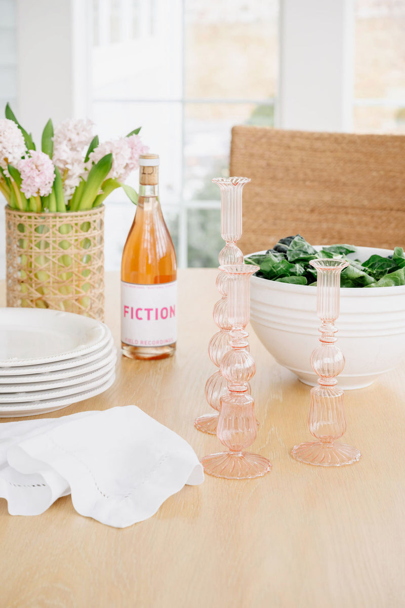 Light Pink Glass Candle Holders