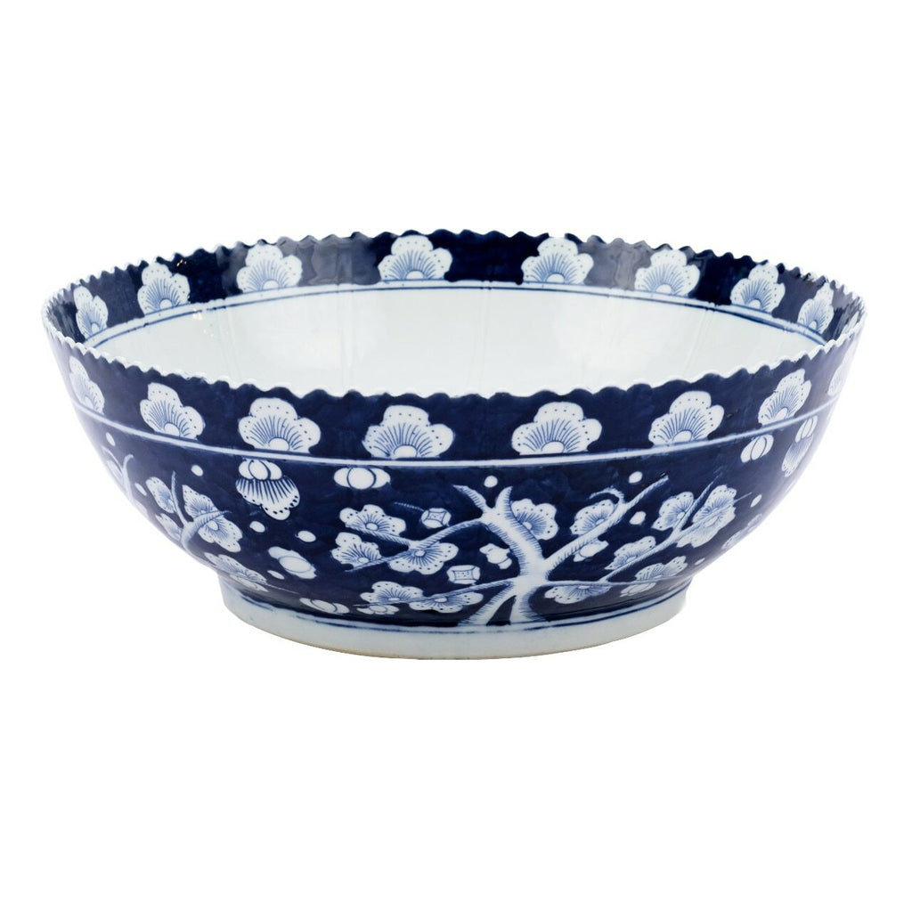 Blue Plum Blossom Scalloped Bowl